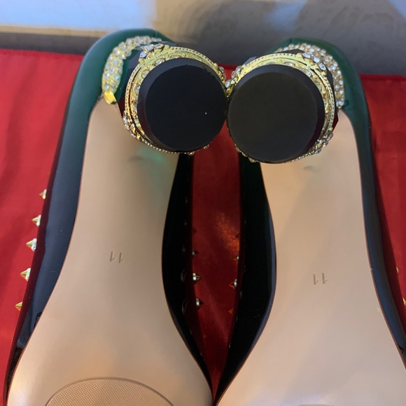 FSJ Green Bridal Pointed Toe Heels, Size 11 - Picture 8 of 9